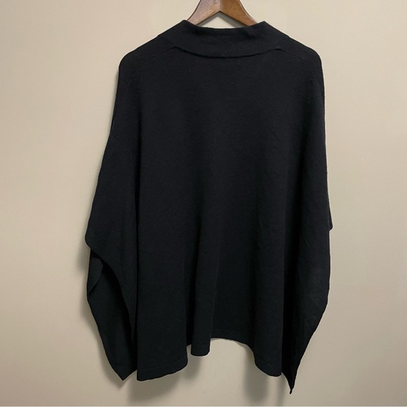 Halogen Black 100% Cashmere Poncho One Size Fits All V-neck Women - Picture 5 of 9